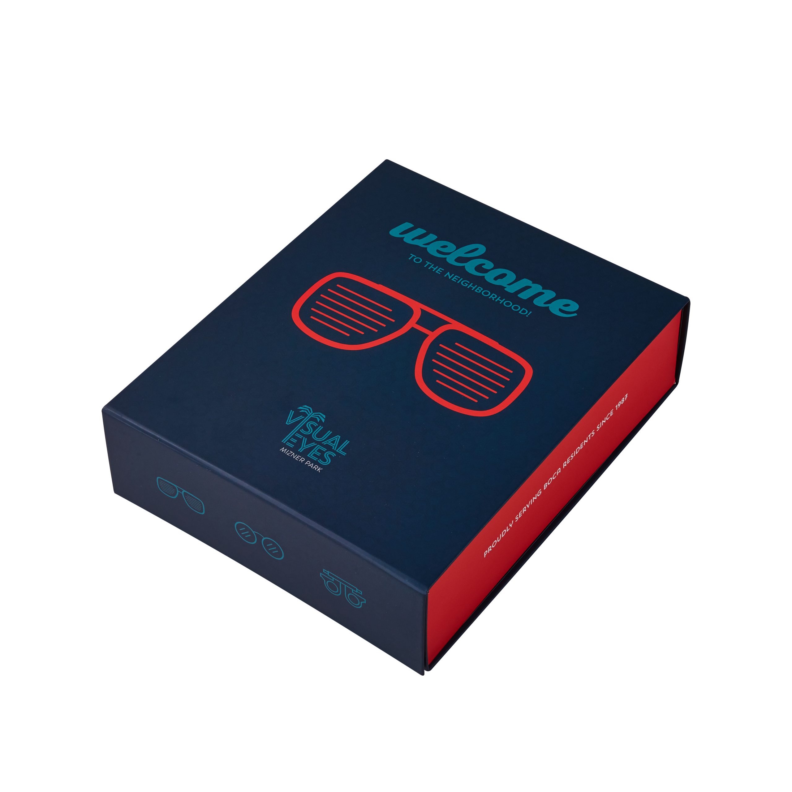 Luxuriöse flach faltbare Papierverpackungsbox für Sonnenbrillen