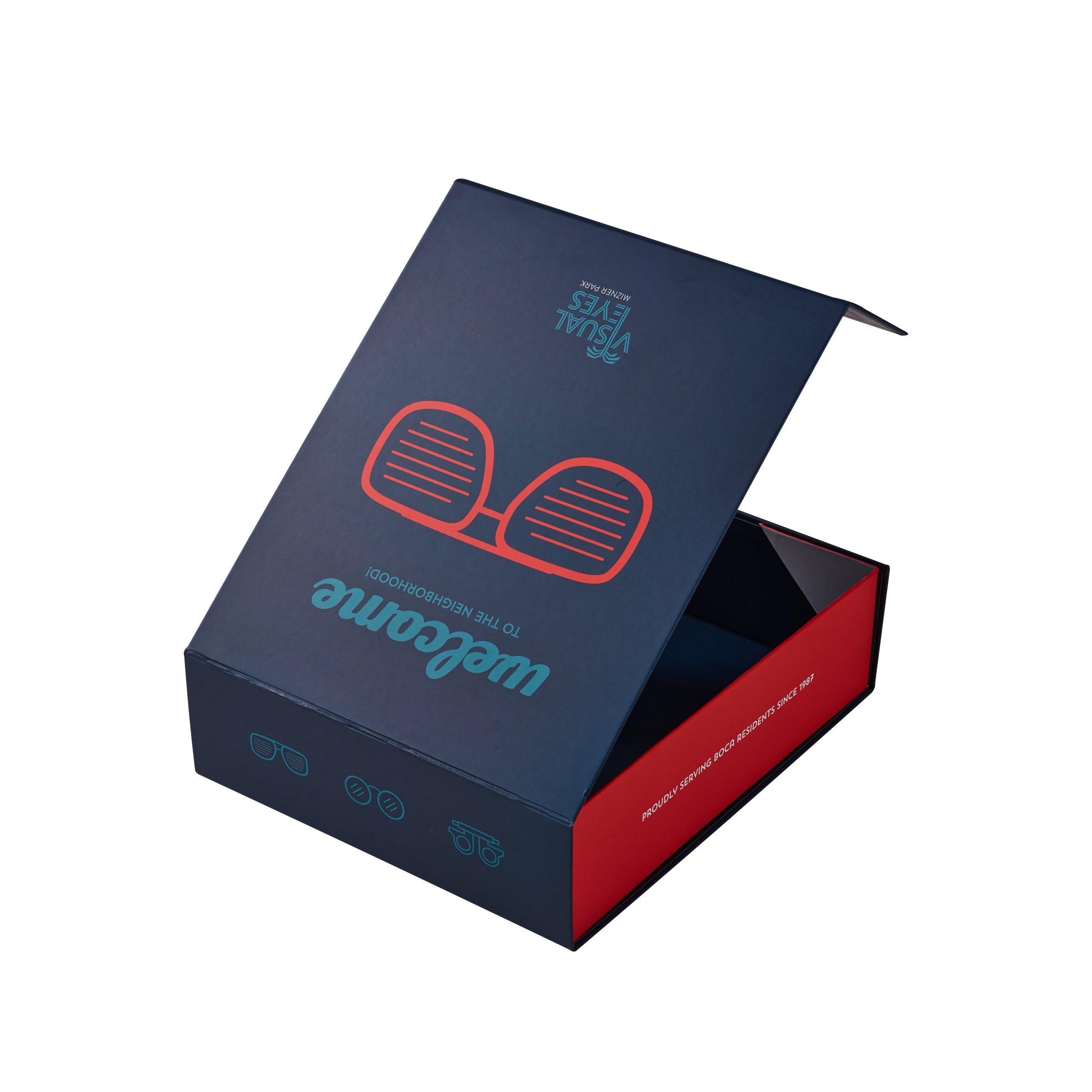 Luxuriöse flach faltbare Papierverpackungsbox für Sonnenbrillen